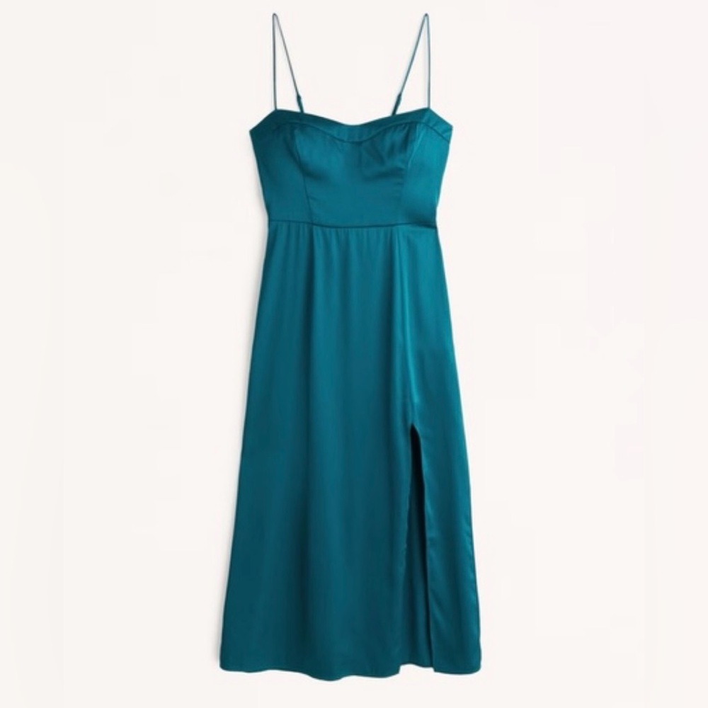 Elegant Teal Spaghetti Strap Dress